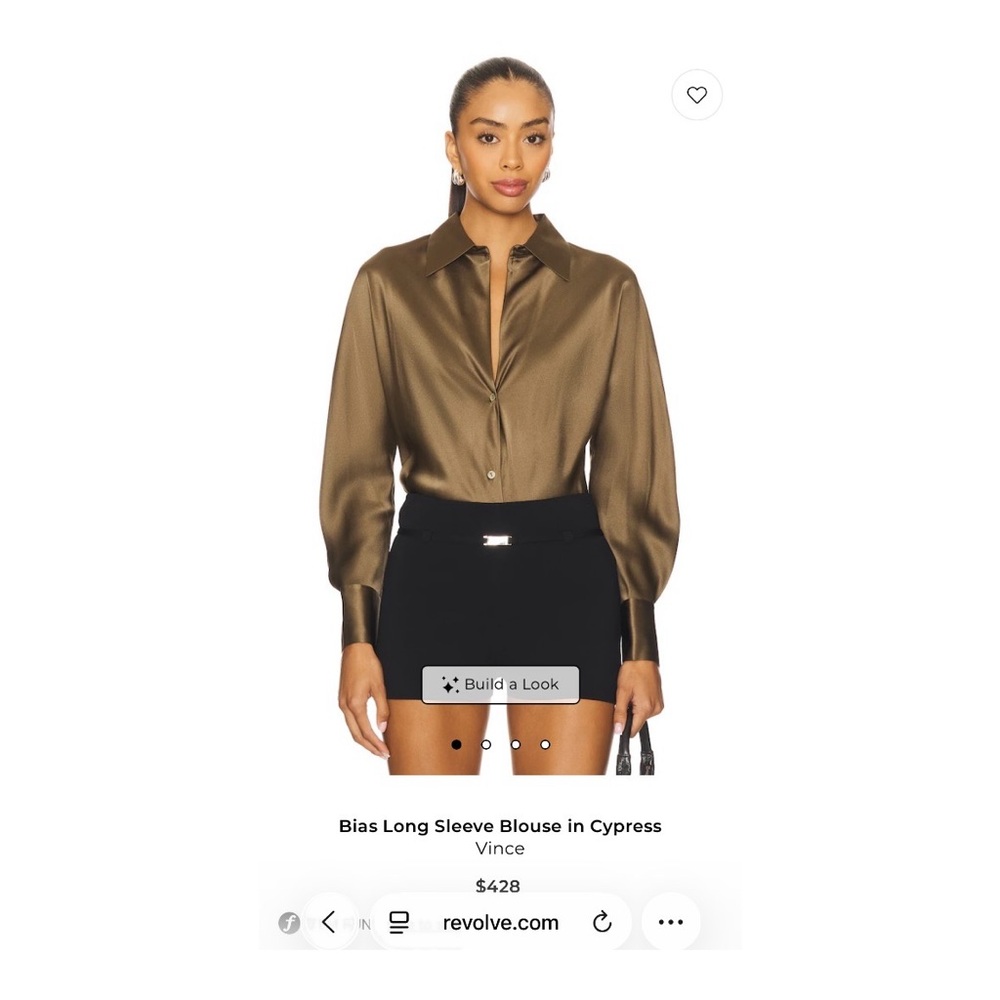 Vince Brown Bronze Silk Button Front Blouse Women’s Medium Luxury Minimalist Top